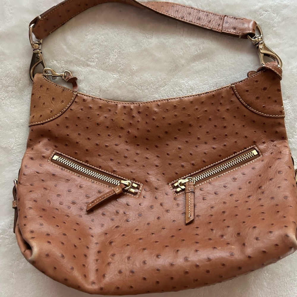 Stylish Tan Hobo Bag with Gold Accents